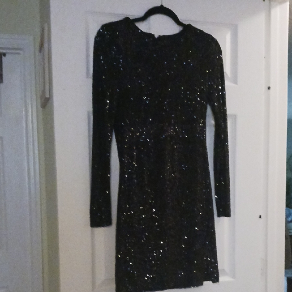 Gianni Bini Black Sparkle Long Sleeve Dress